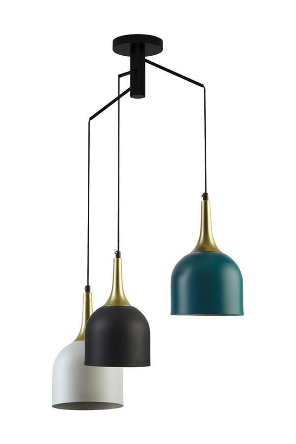 Reina Siyah Gövde Salon - Mutfak - Cafe Otantik Kasa Mix Metal Sarkıt 3 Lü Avize - Image 1