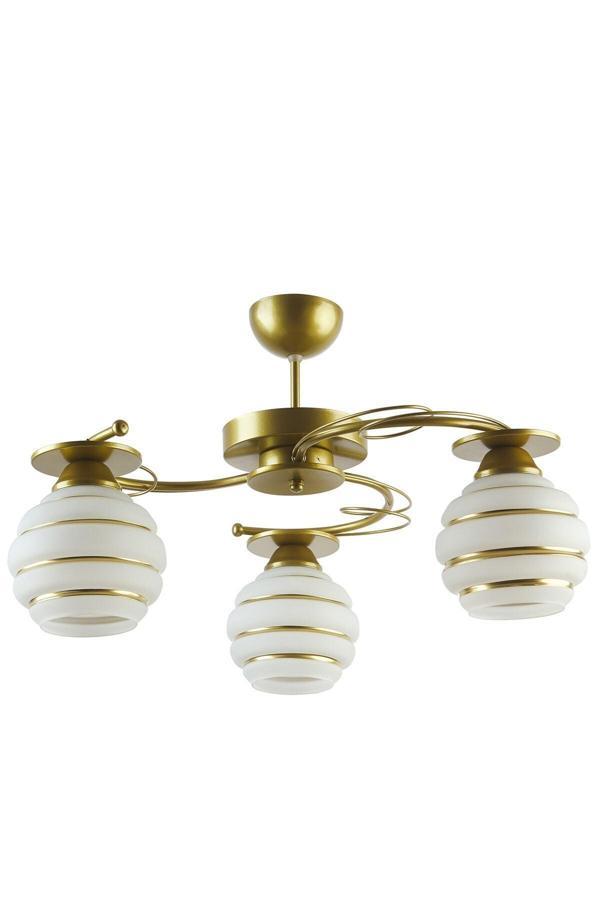 Goldina Modern Salon - Mutfak - Yatak Odası Plofonyer Gold Kasa Simli Camlı Üçlü Avize - Image 1