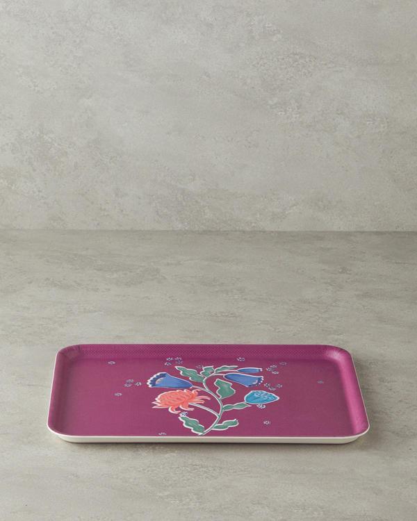 Carnival Posy Melamin Kaydırmaz Tepsi 27x36 cm Fuşya - Image 1