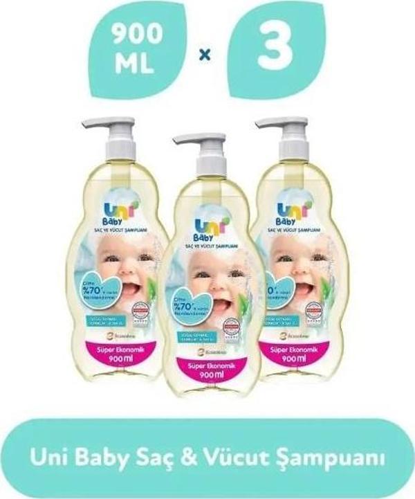 Uni Baby 900 ml 3'lü Bebek Şampuanı - Image 1