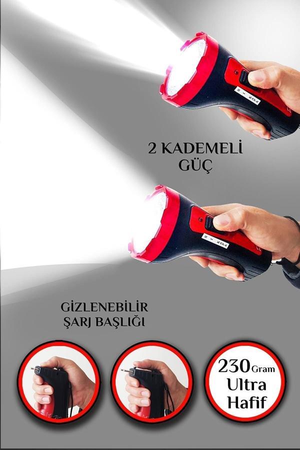 Büro Ev Ofis İş Güvenliği için Şarjlı Lamba 10W 2MOD Led Işıklı Işıldkli Projektör Bekçi Feneri - Image 1