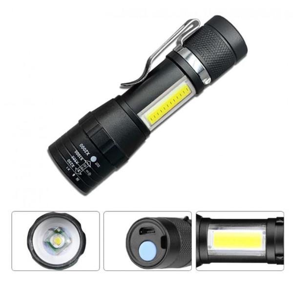 Büro Ev Ofis İş Güvenliği için Şarjlı Lamba COB LED Zoom Işıklı El Feneri - Image 1