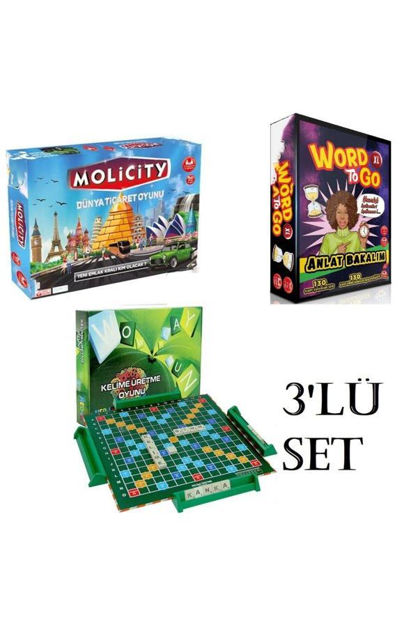 Bundera Wet 3'Lü Set / Emlak Ticaret Oyunu Molicity Yeşil Kutu Kelime Oyunu Anlat Bakalım Word To Go - Image 1