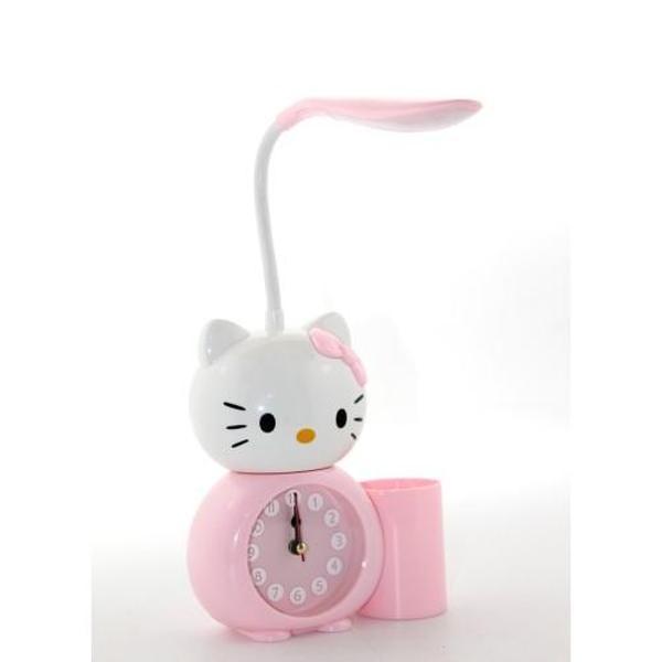 Büro Ev Ofis Hediyesi için Hello Kitty Saatli Kalemlikli Masa Lambası - Image 1