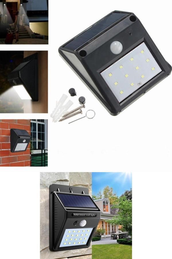 Büro Ev Ofis Bahçe Aydınlatması için 20LED Sensörlü Solar Güneş Enerji Şarjlı  Duvar Lambası - Image 1