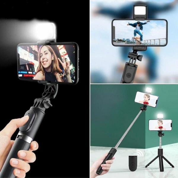 Büro Ev Ofis Telefonu için Masaüstü Tripod Işıklı Tutucu Kablosuz Kumandalı Selfie Çubuğu - Image 1