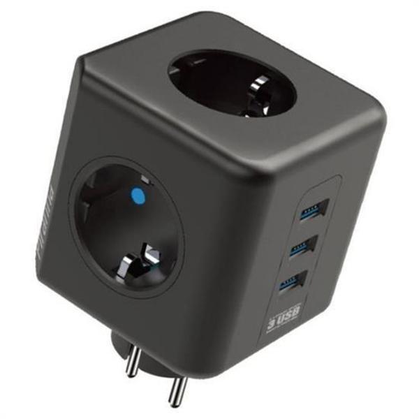 Büro Ev Ofis için 3PRİZ 3USB Isı Termal Akım Çocuk Korumalı Küp Tip Grup Priz - Image 1