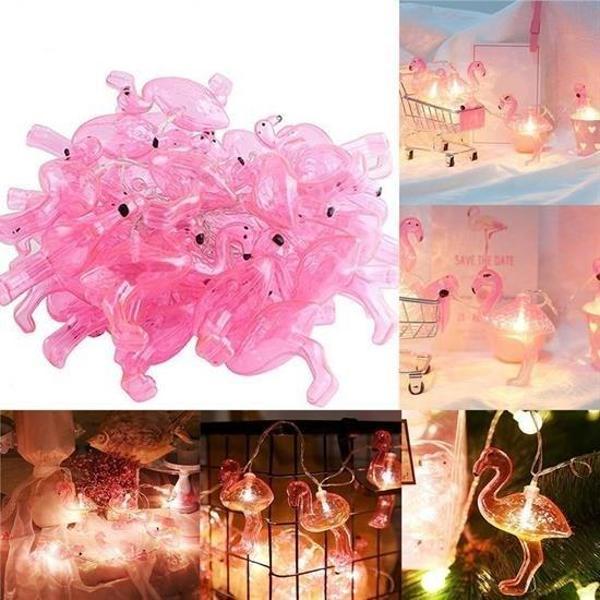 Büro Ev Ofis Yazlık için 10ADET 1,5MT Pilli Led Flamingo Dekor Işık Zinciri Şerit Aydınlatma - Image 1