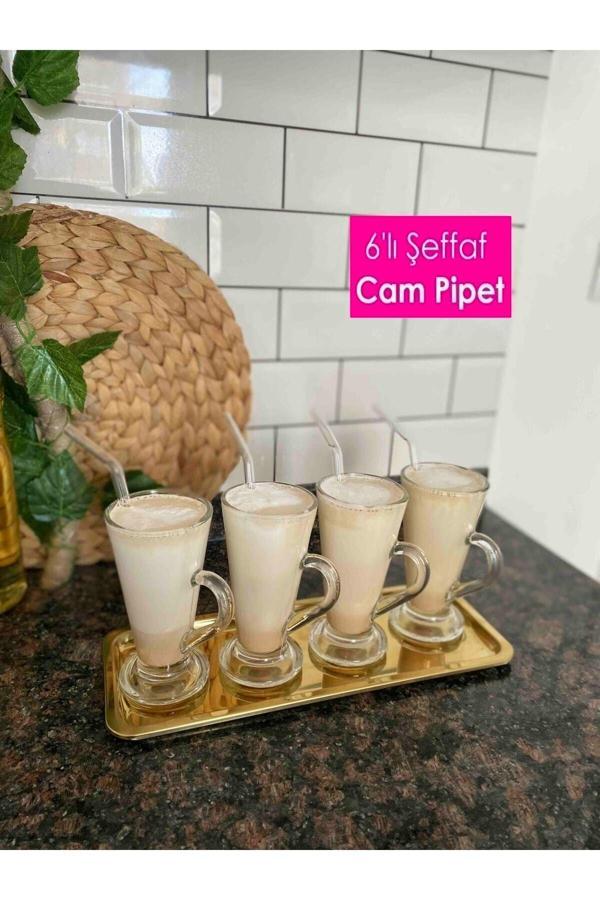 Bundera Şeffaf 6'Lı Cam Eğimli Pipet Özel Korumalı Kutulu Ve Ambalajlı - Image 1