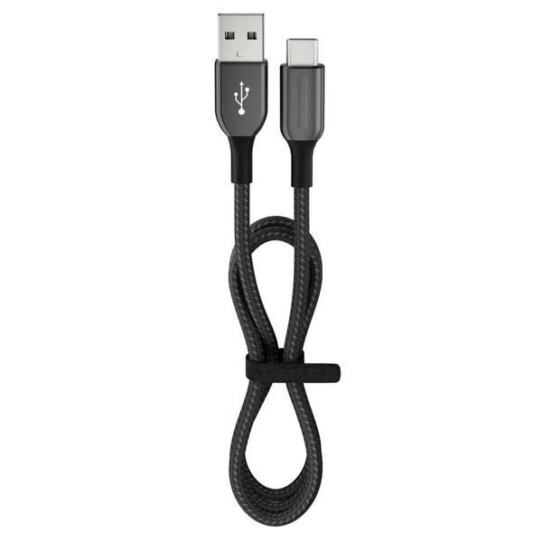 Büro Ev Ofis Personel Telefonu için 1,2MT Siyah 15W 3A Usb-A To Type-C Hızlı Şarj Data Kablosu - Image 1