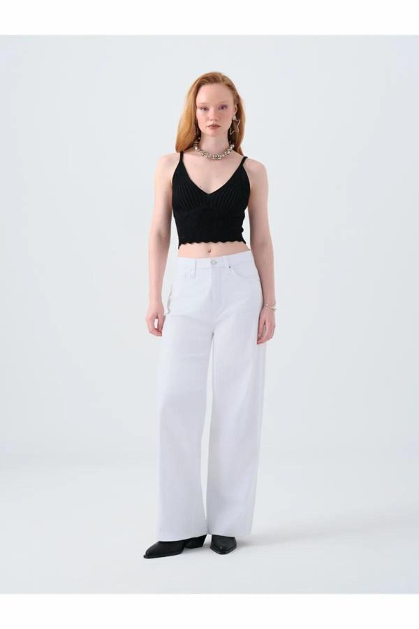 Loft Wıde Leg Helıos Whıte Wash Kadın Jean Pantolon LF2039976 - Image 1