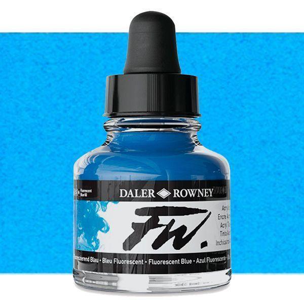 Daler Rowney FW Ink Likit Akrilik 29.5ml - Fluorescent Blue 100 - Image 1