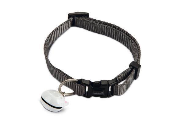 Beeztees Kedi Boyun Tasması, Zilli, Koyu Gri, 20-30cm - Image 1