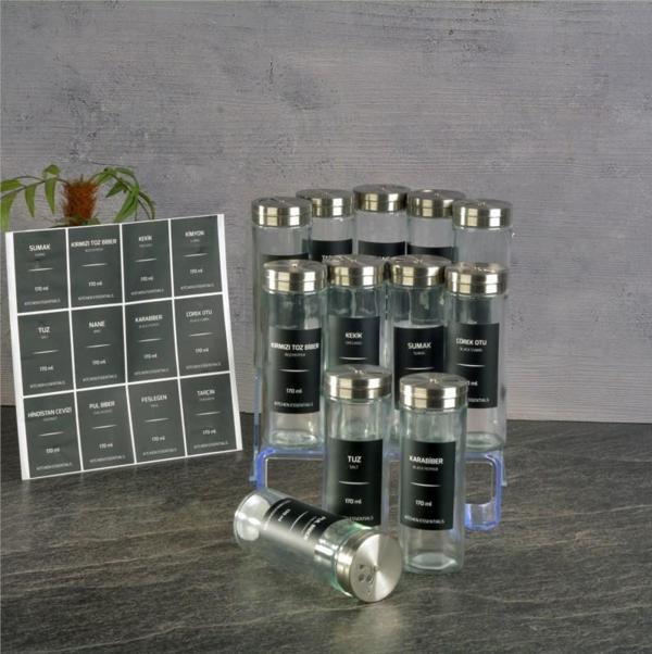 Basic cam tuzluk - 12 li tuzluk biberlik baharatlık 170 ml.etiketli - Image 1