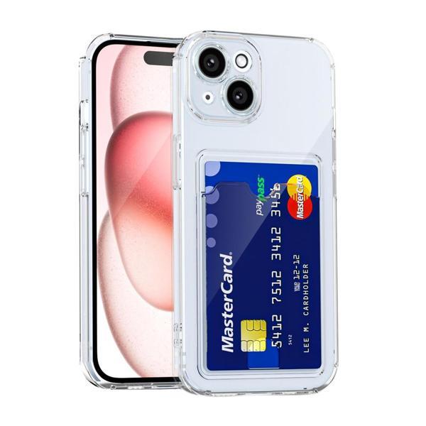 iPhone 15 Kılıf Cardy Şeffaf Kartlık Cepli Kapak - Image 1