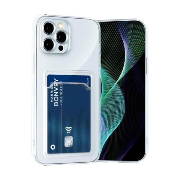 iPhone 15 Pro Max Kılıf Cardy Şeffaf Kartlık Cepli Kapak - Image 1