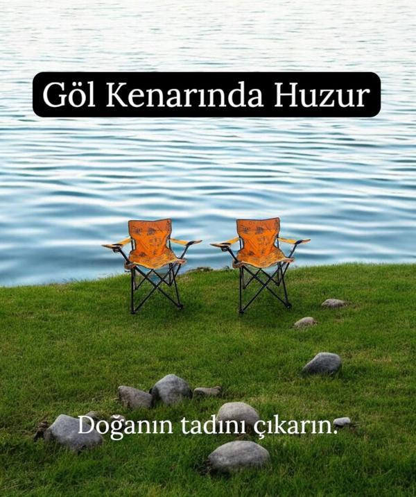 Katlanır kamp sandalyesi - 2 li kollu piknik sandalyesi koltuk taşıma çantalı - Image 1
