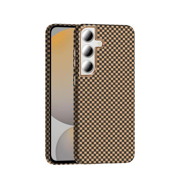 Galaxy S24 FE Kılıf M-safe Şarj Özellikli Karbon Fiber Görünümlü Gros Kılıf Desert Titanyum - Image 1