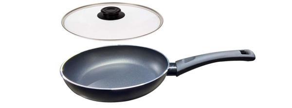 Mehtap Teflon Tava 24 CM İndüksiyon Tabanlı Lacivert Renk Cam Kapaklı - Image 1