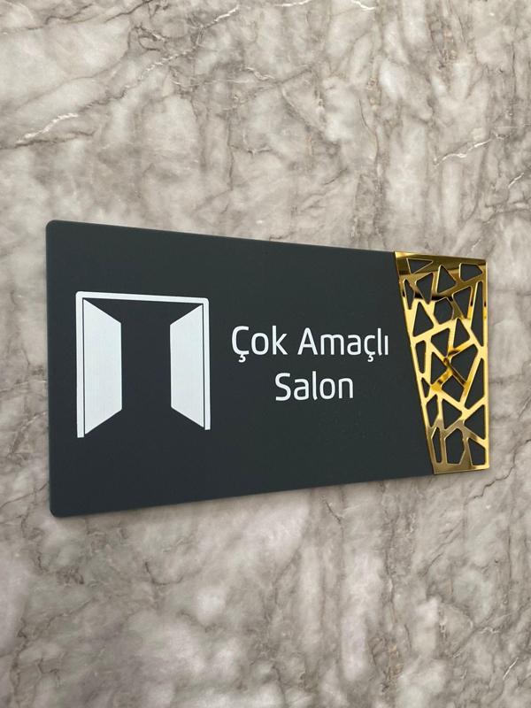 Çok Amaçlı Salon Kapı Yönlendirme Levhası Oda İsimliği 24x12 Cm - Image 1