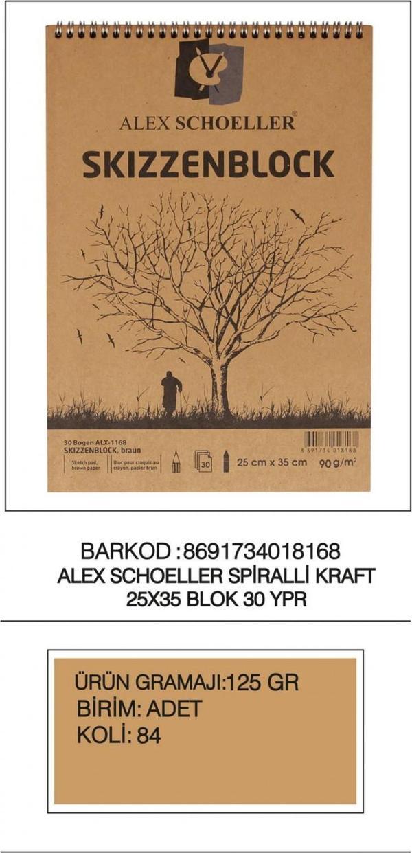 Alex Schoeller Bloknot Spiralli Kraft 25x35 30 Lu - Image 1