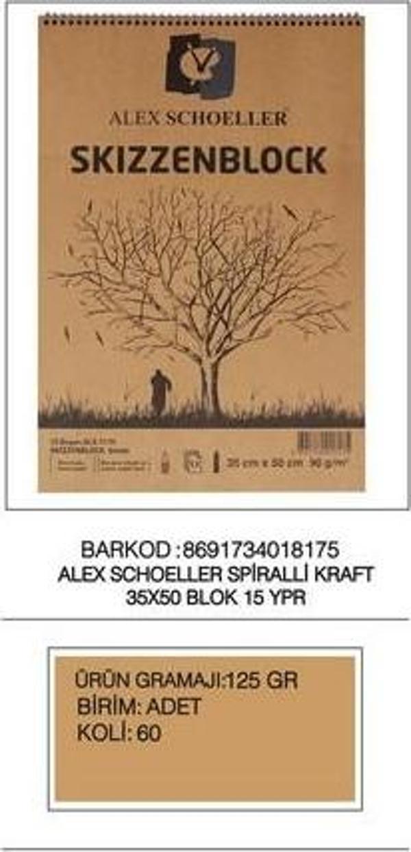 Alex Schoeller Bloknot Spiralli Kraft 35x50 15 Lİ ALX-1175 - Image 1