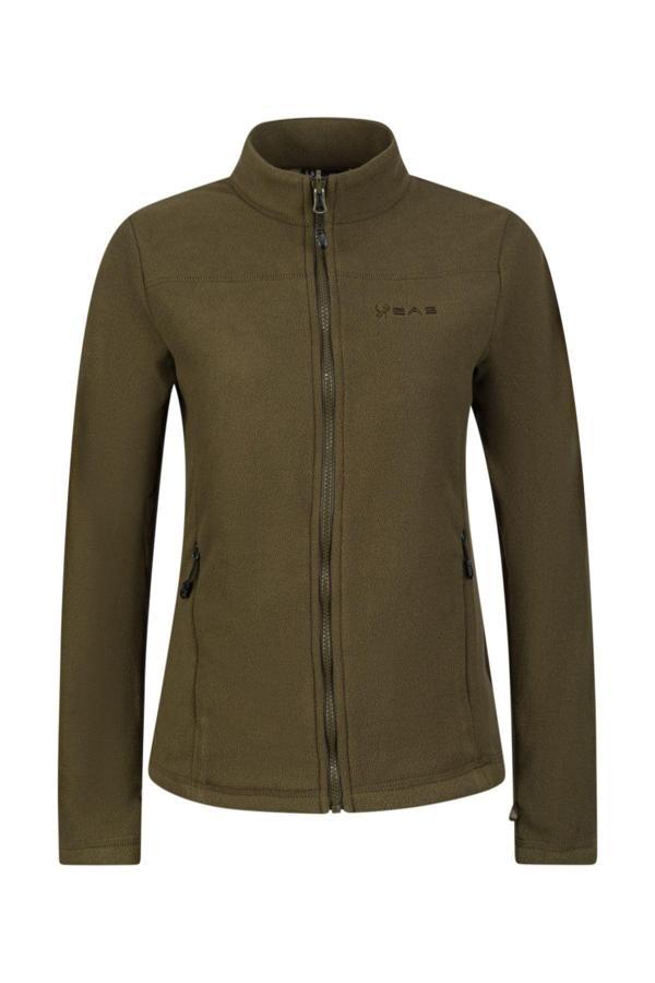 2AS Cara Kadın Tam Fermuarlı İnce Polar Sweatshirt Haki - Image 1