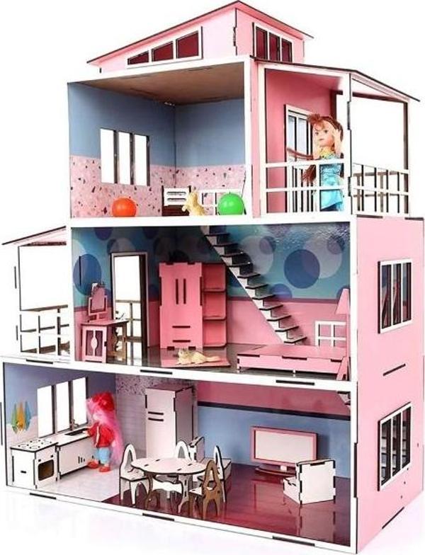 CC Oyuncak Memo Ahşap Bebek Evi Aksesuarlı - Image 1