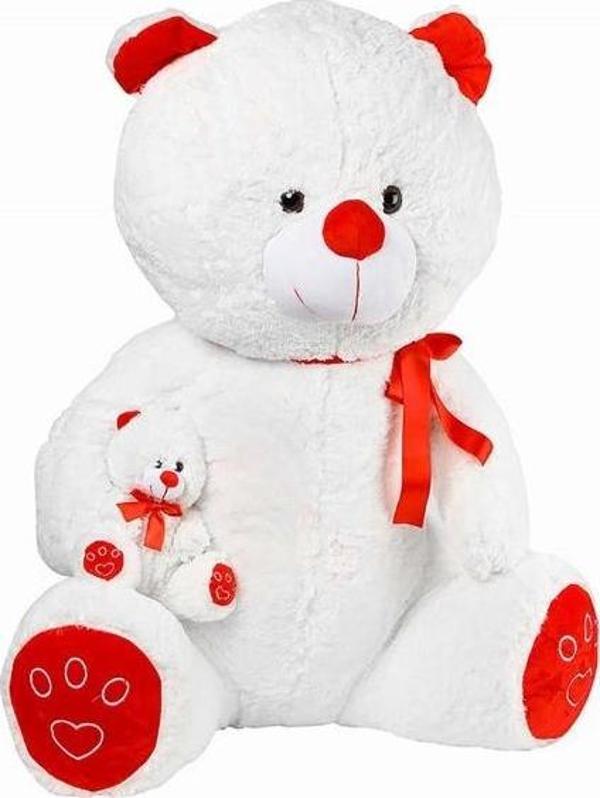 Halley Oyuncak 100 cm Oyuncak Peluş Yavrulu Ayı - Image 1