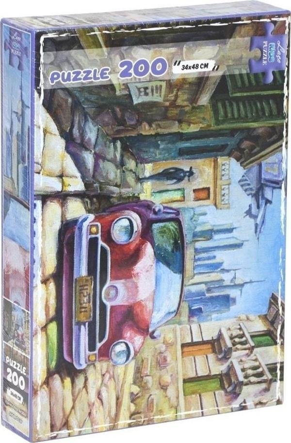 Utku Oyuncak Eski Kırmızı Araba 200 Parça Puzzle - Image 1