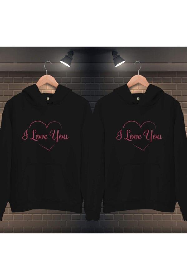 Bav Butik Ayvitrin Sevgili Kombini Çift Unicex Sweatshirt Siyah - Image 1