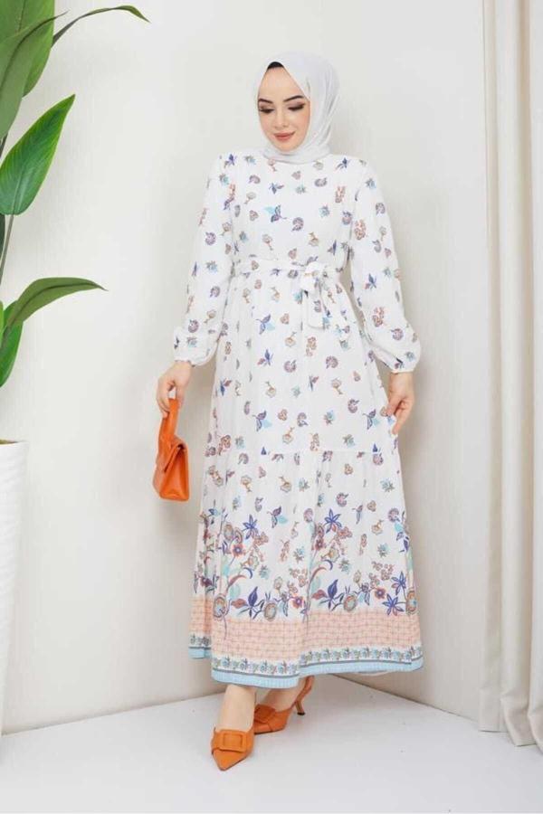 Bav Butik Ayvitrin Kadın Tesettür New Sezon Keten Linen Nur Elbise - Image 1