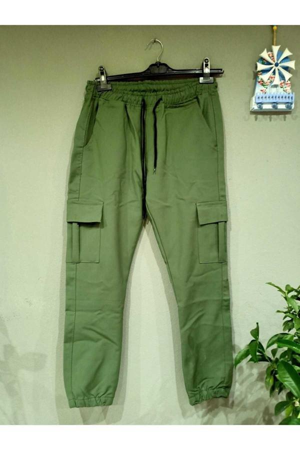 Bav Butik Ayvitrin Unisex Kargo Cep Pantolon Yeşil - Image 1