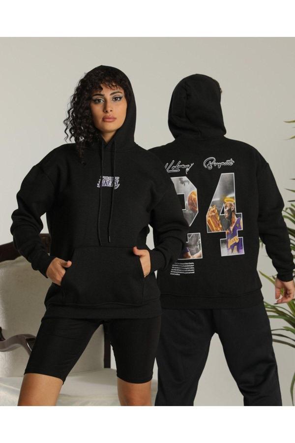 Bav Butik Ayvitrin Sevgili Kombini Çift Unisex Oversize 3 Iplik Siyah - Image 1