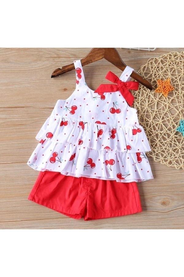 Bav Butik Ayvitrin Kız Çocuk Kiraz Takım - Image 1