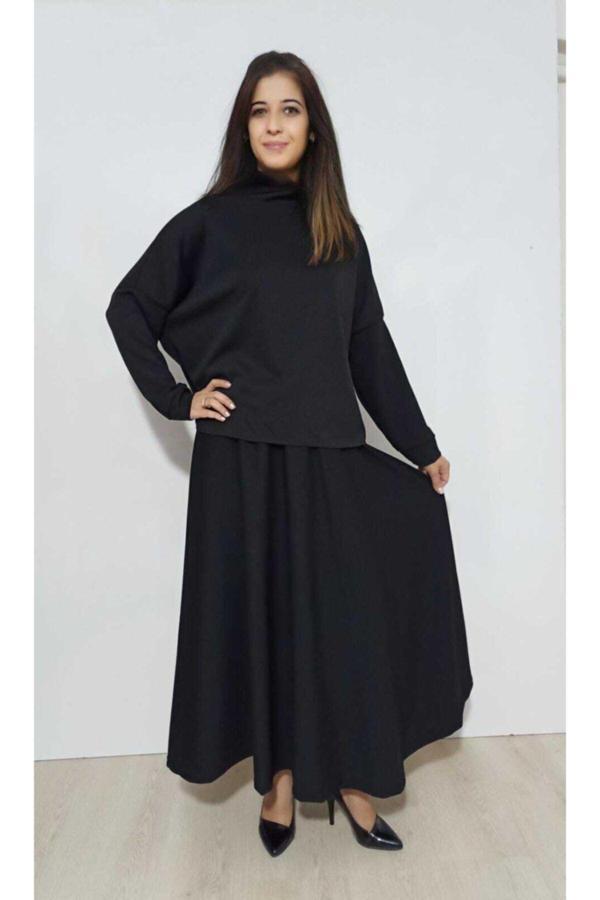 Bav Butik Ayvitrin Kadın Ikili Etekli Takım Siyah - Image 1