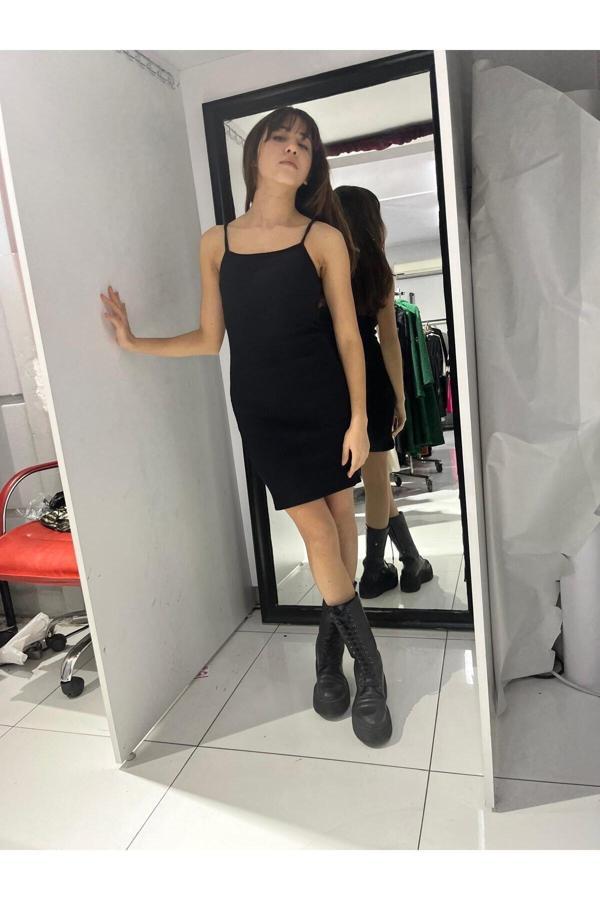 Bav Butik Ayvitrin Askılı Mini Elbise - Image 1