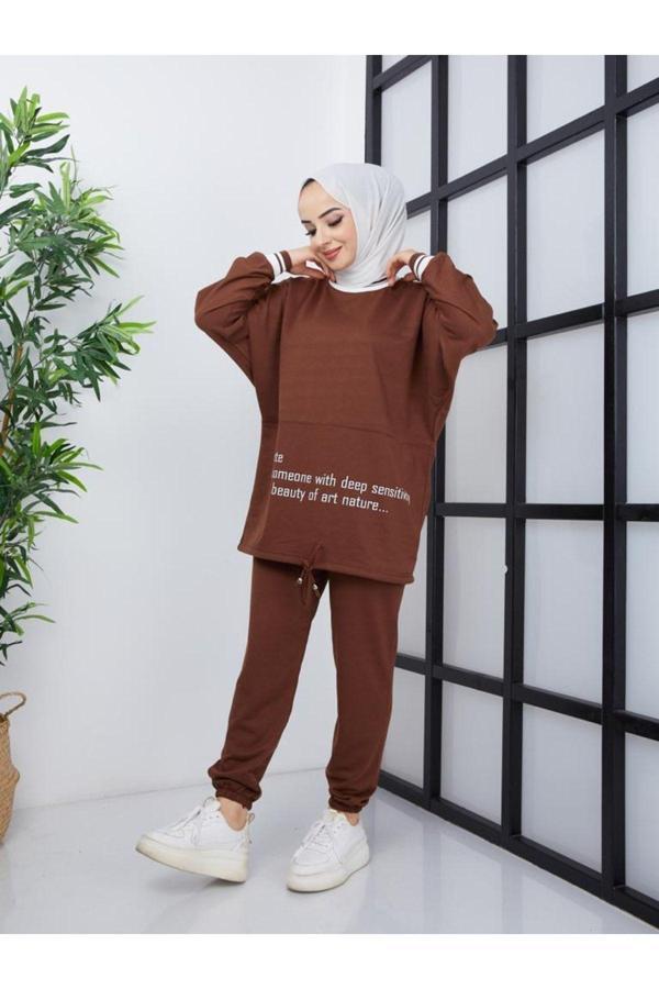 Bav Butik Ayvitrin Kadın Iki Iplik Takım Kahve - Image 1