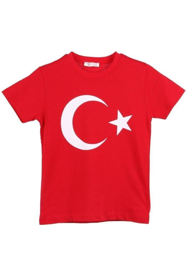 Bav Butik Ayvitrin Unicex Ayyıldız Tişört Kırmızı - Image 1