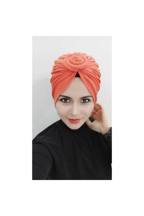 Bav Butik Ayvitrin Kadın Düğüm Burgu Bone Turuncu - Image 1