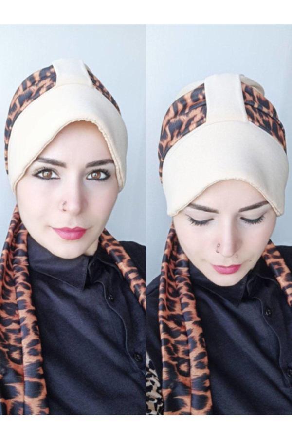 Bav Butik Ayvitrin Leopar Atkılı Bone Açık Vizyon - Image 1