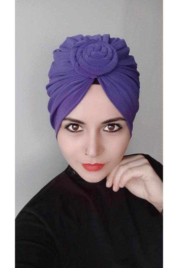 Bav Butik Ayvitrin Kadın Düğüm Burgu Bone Mor - Image 1