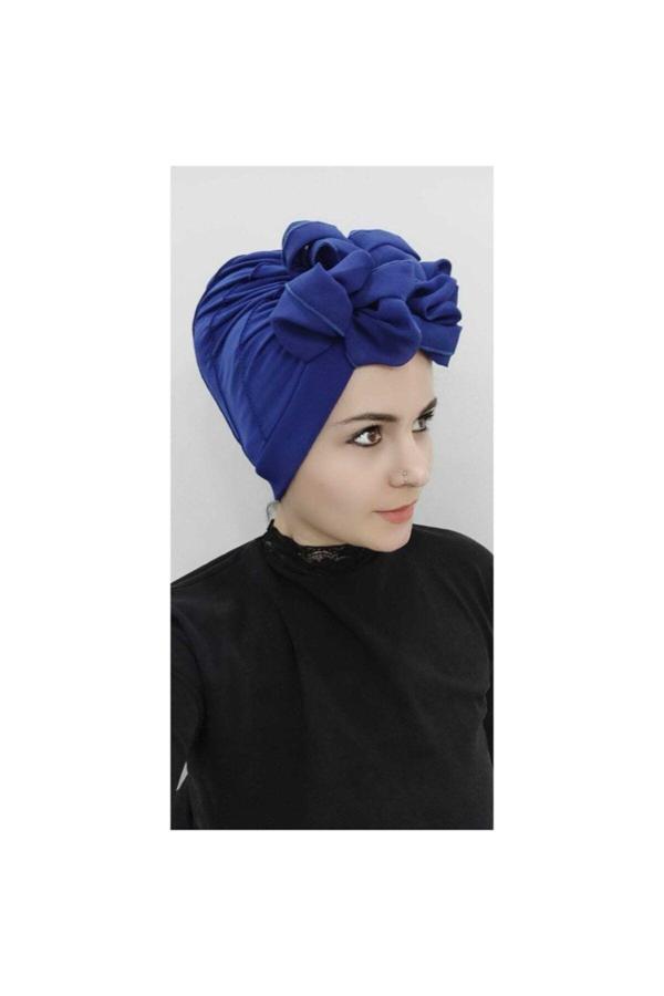 Bav Butik Ayvitrin Kadın Tesettür Şerit Detay Çift Taraflı Bone Mavi - Image 1