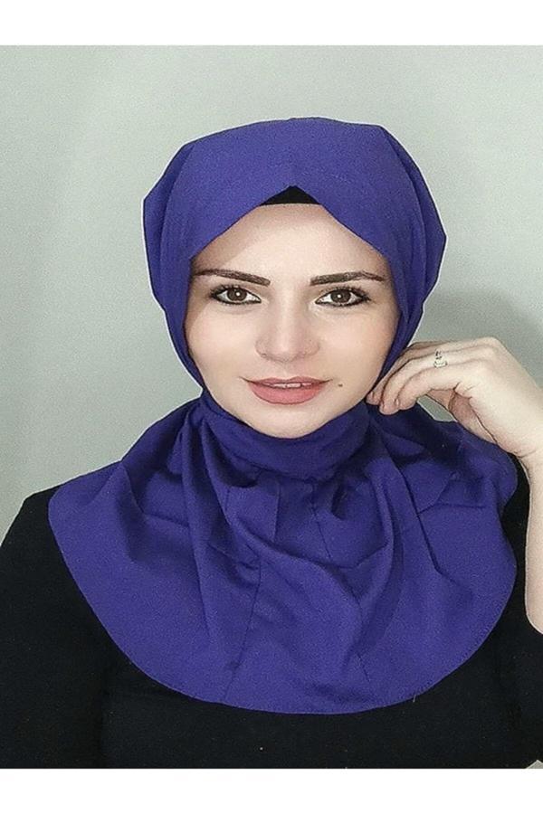 Bav Butik Ayvitrin Kadın Tesettür Hazır Krep Çıt Çıt Şal Mor - Image 1
