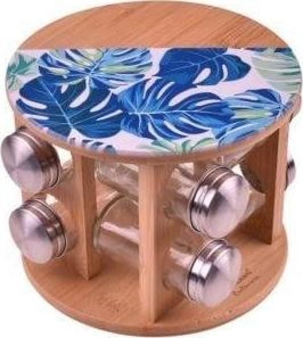 Bambum BB1063 Botanica Fonti 8'li cam baharat takımı Dönen Baharatlık - Image 1