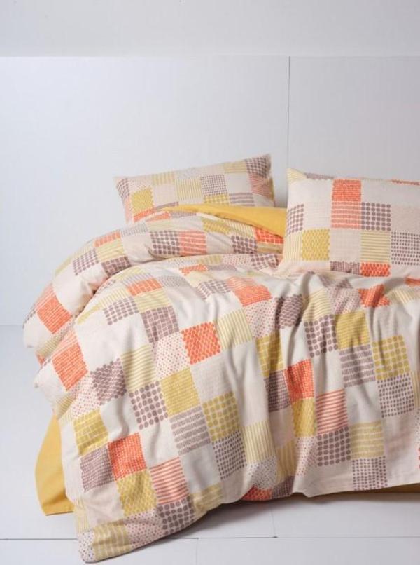 Cotton Box Flanel Nevresim Takımı Çift Kişilik Palm Hardal - Image 1