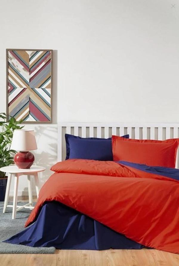 Özdilek Çift Kişilik Ranforce Nevresim Takımı Colormix Kırmızı Lacivert - Image 1