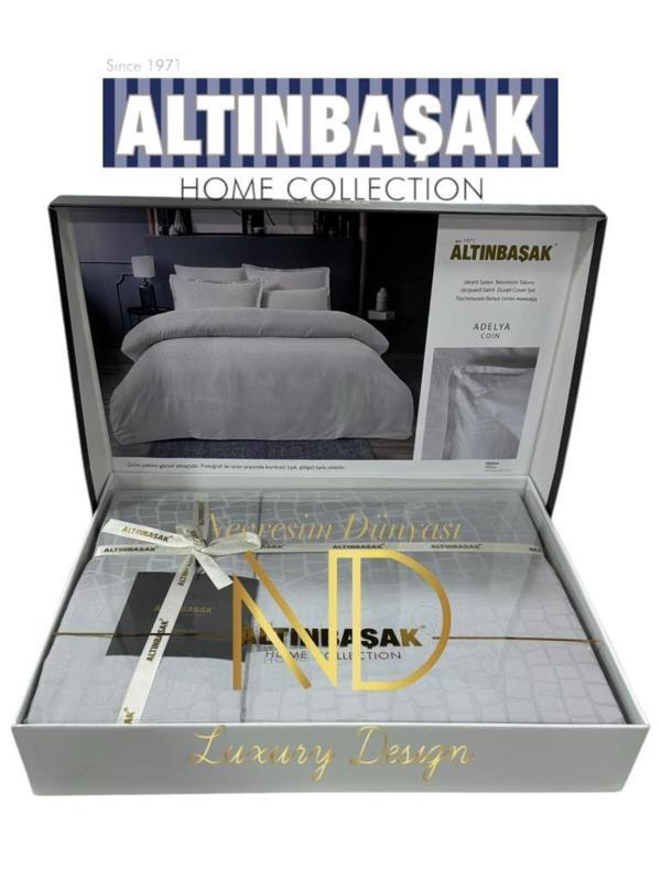 Altınbaşak Jakarlı Saten Çift Kişilik Nevresim Takımı Adelya Puce - Image 1