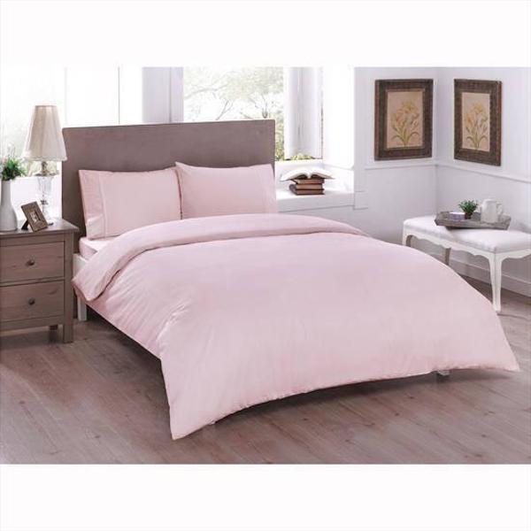 Taç Ranforce Çift Kişilik Nevresim Takımı Basic Açık Pembe - Image 1
