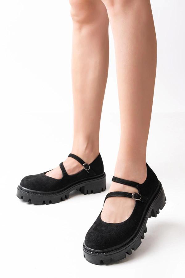 868-756 Siyah Süet Günlük Yüksek Tabanlı Loafer Ayakkabı - Image 1